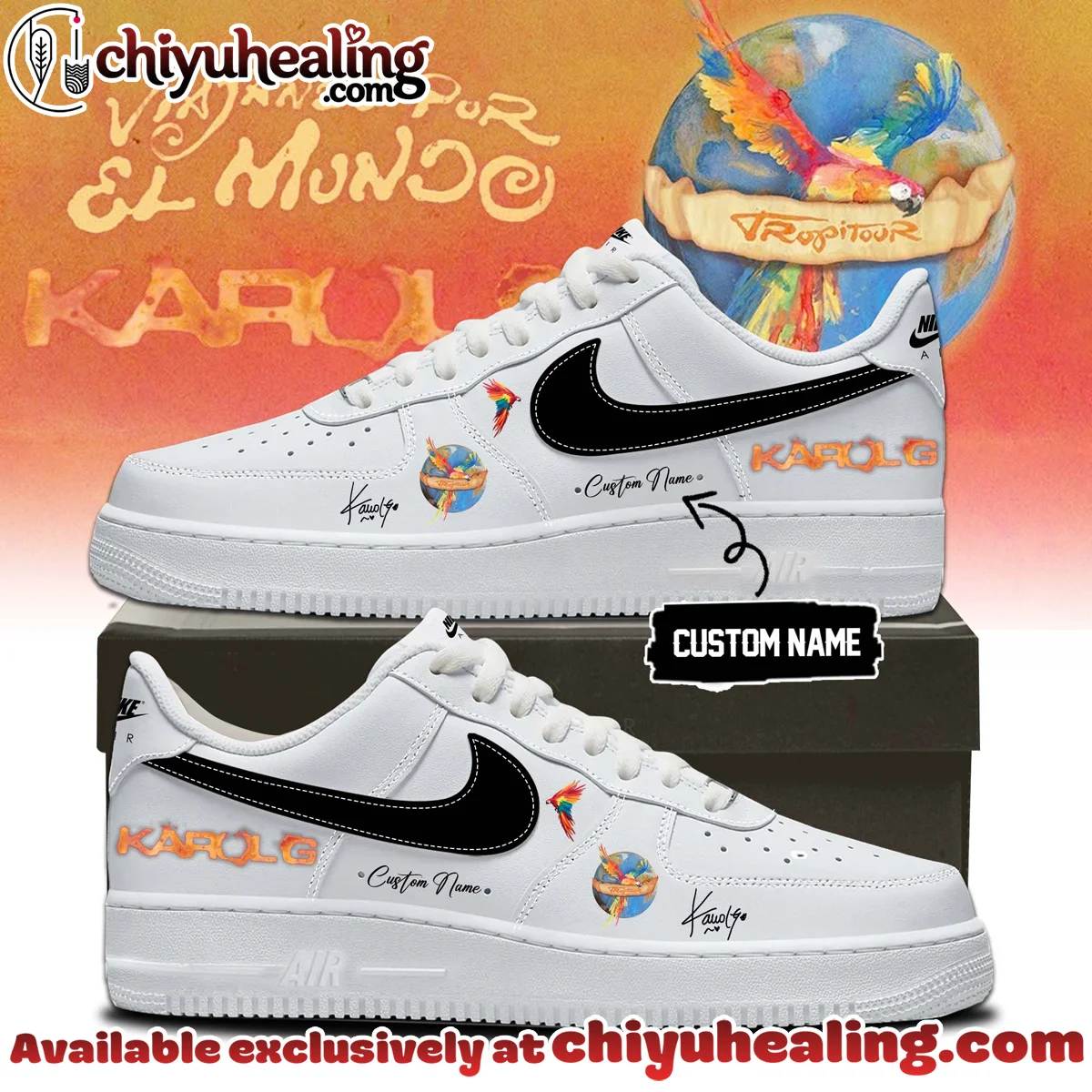Karol G Viajando Por El Mundo Tropitour Custom Air Force 1 & Jordan 1 Shoes - Part 17