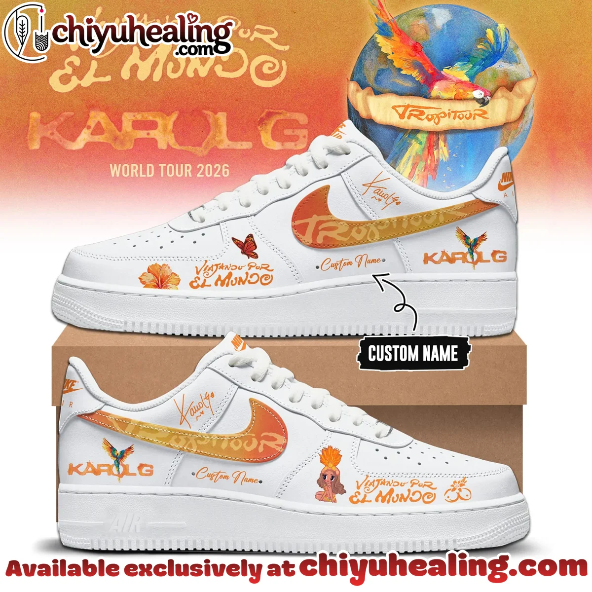 Karol G Viajando Por El Mundo Tropitour Custom Air Force 1 & Jordan 1 Shoes (Release 25)