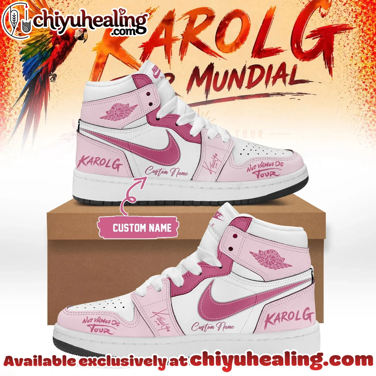 Karol G Viajando Por El Mundo Tropitour Custom Air Force 1 & Jordan 1 Shoes (Style 7)