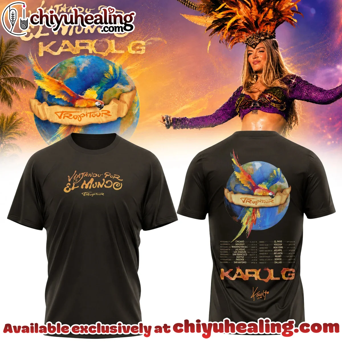 Karol G Viajando por el Mundo Tropitour Signature Shirt & Hoodie (Design 1)