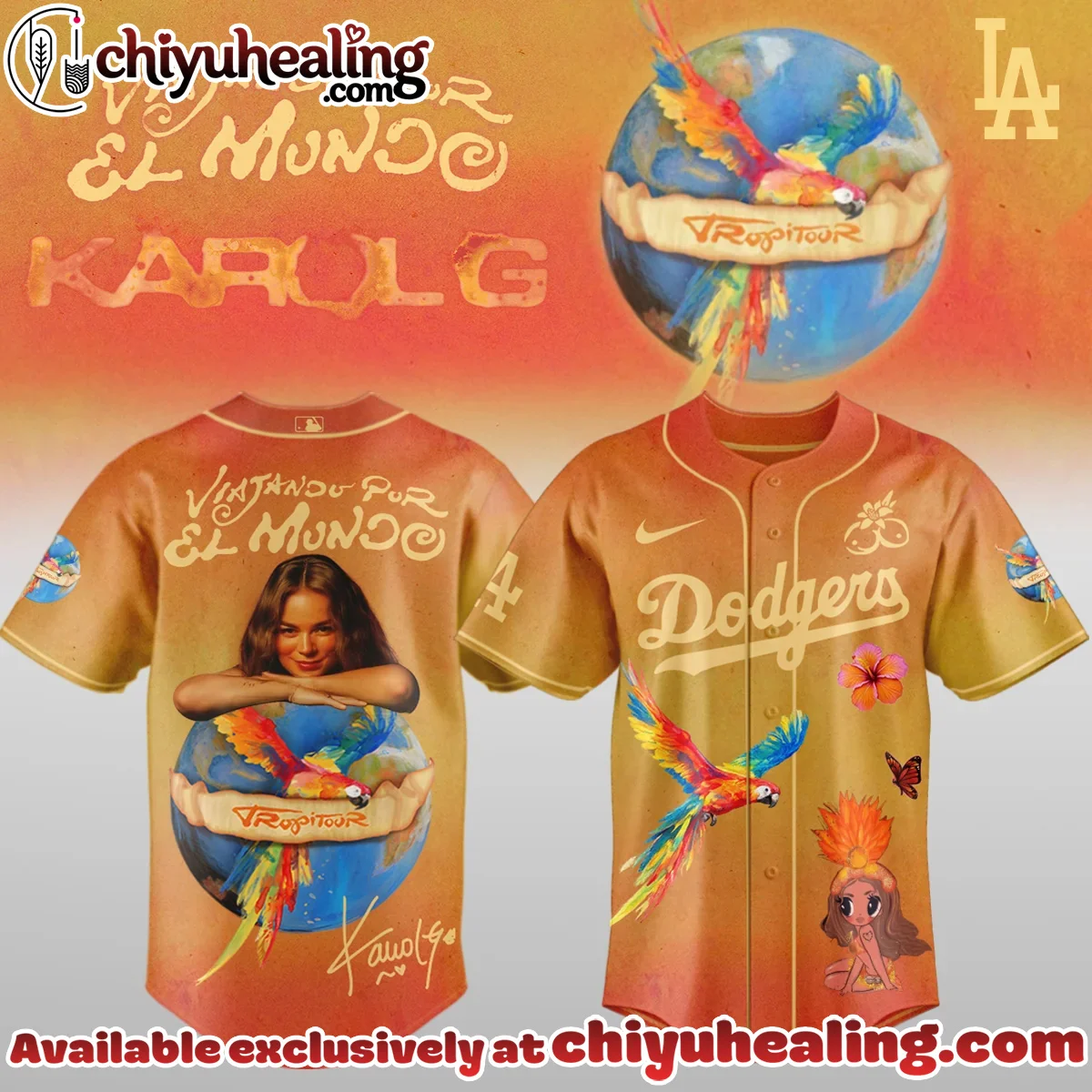 Karol G x MLB Nos Vamos de Tour Baseball Jersey (Style 3) Karol G x MLB Nos Vamos de Tour Baseball Jersey (Style 3)