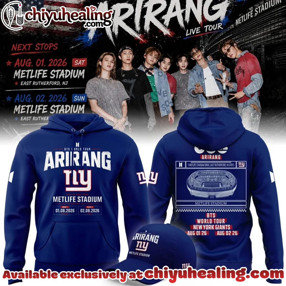 New York Giants x BTS WORLD TOUR ARIRANG Shirt & Hoodie (Design 1)