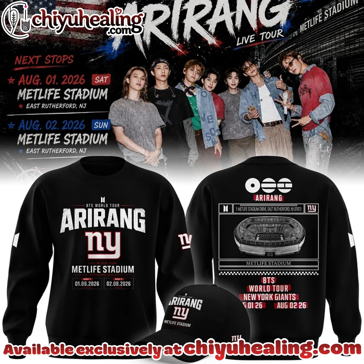 New York Giants x BTS WORLD TOUR ARIRANG T-Shirt & Hoodie (Style 2)