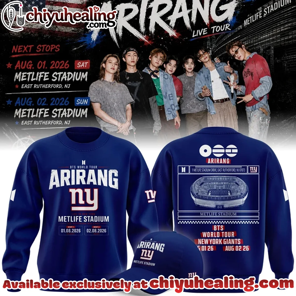 NY Giants x BTS WORLD TOUR ARIRANG Shirt & Hoodie (Release 3)