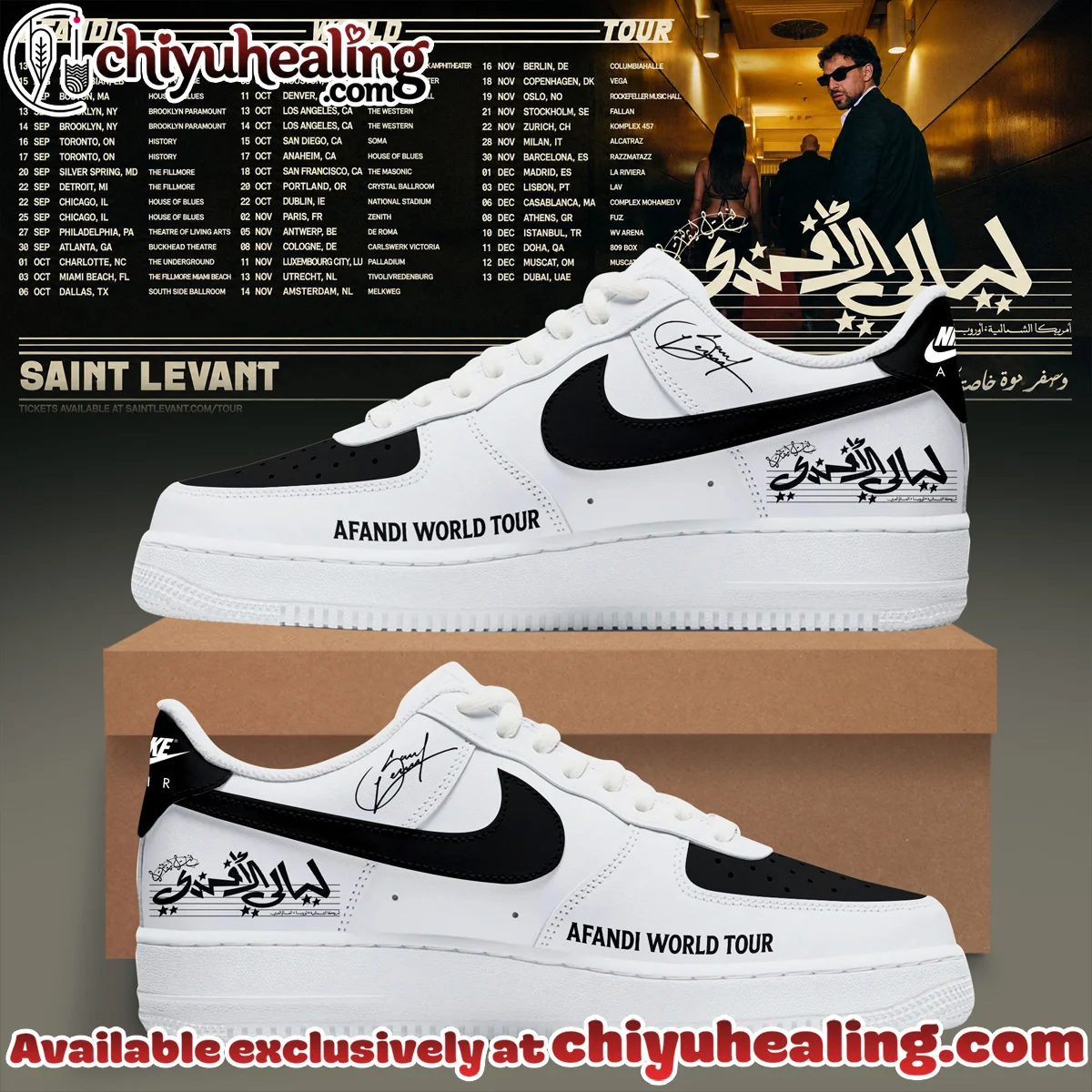 SAINT LEVANT AFANDI WORLD TOUR Custom Air Force 1 & Jordan 1 Shoes (Release 12)