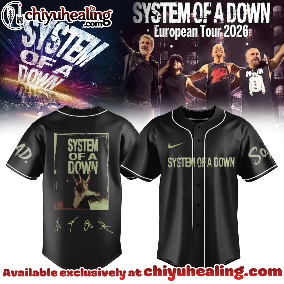 System of a Down Europe UK Stadium Tour Signature Baseball Jersey [Drop 12]