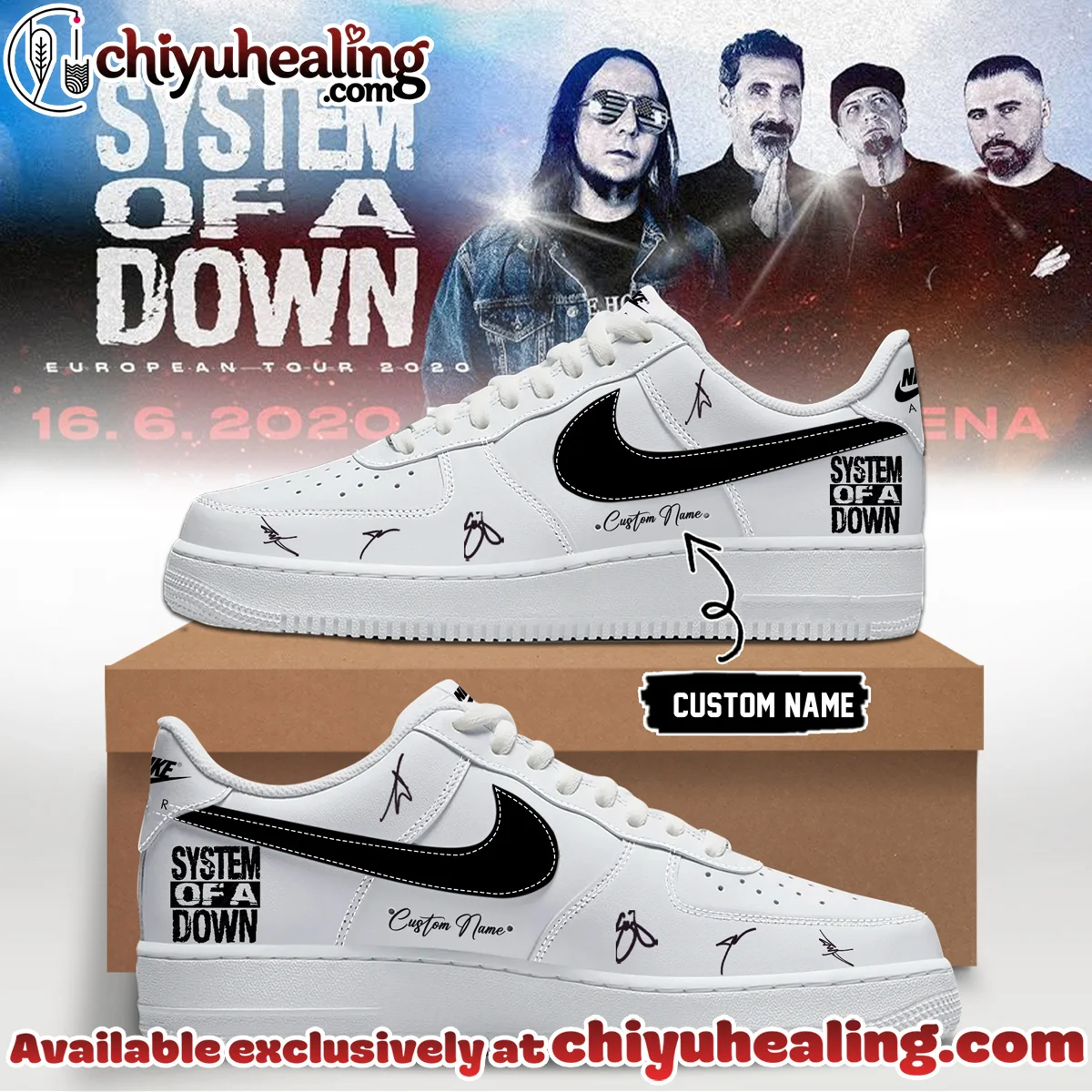 System of a Down Europe UK Stadium Tour Signature Custom Air Force 1 & Jordan 1 Shoes [Batch 31]