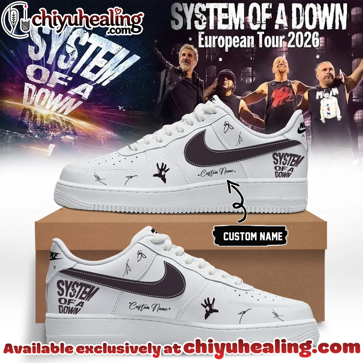 System of a Down Europe UK Stadium Tour Signature Custom Air Force 1 & Jordan 1 Shoes [Batch 6]