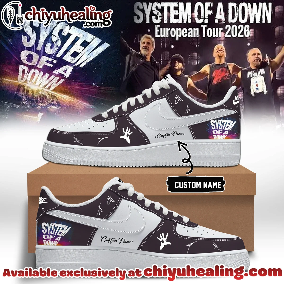 System of a Down Europe UK Stadium Tour Signature Custom Air Force 1 & Jordan 1 Shoes (Design 47)