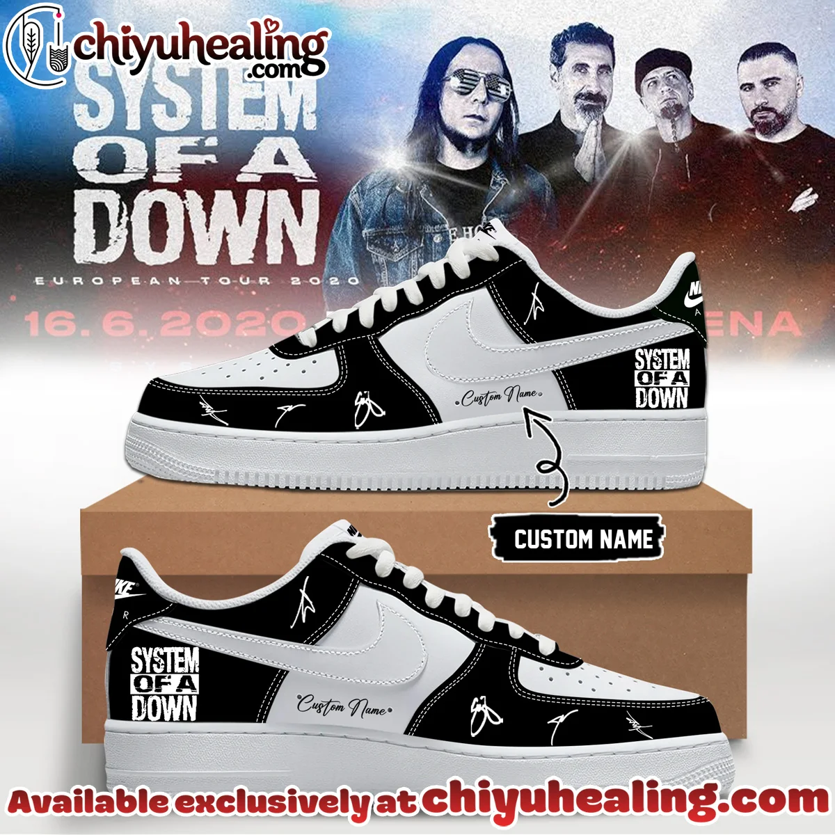 System of a Down Europe UK Stadium Tour Signature Custom Air Force 1 & Jordan 1 Shoes [Drop 11]