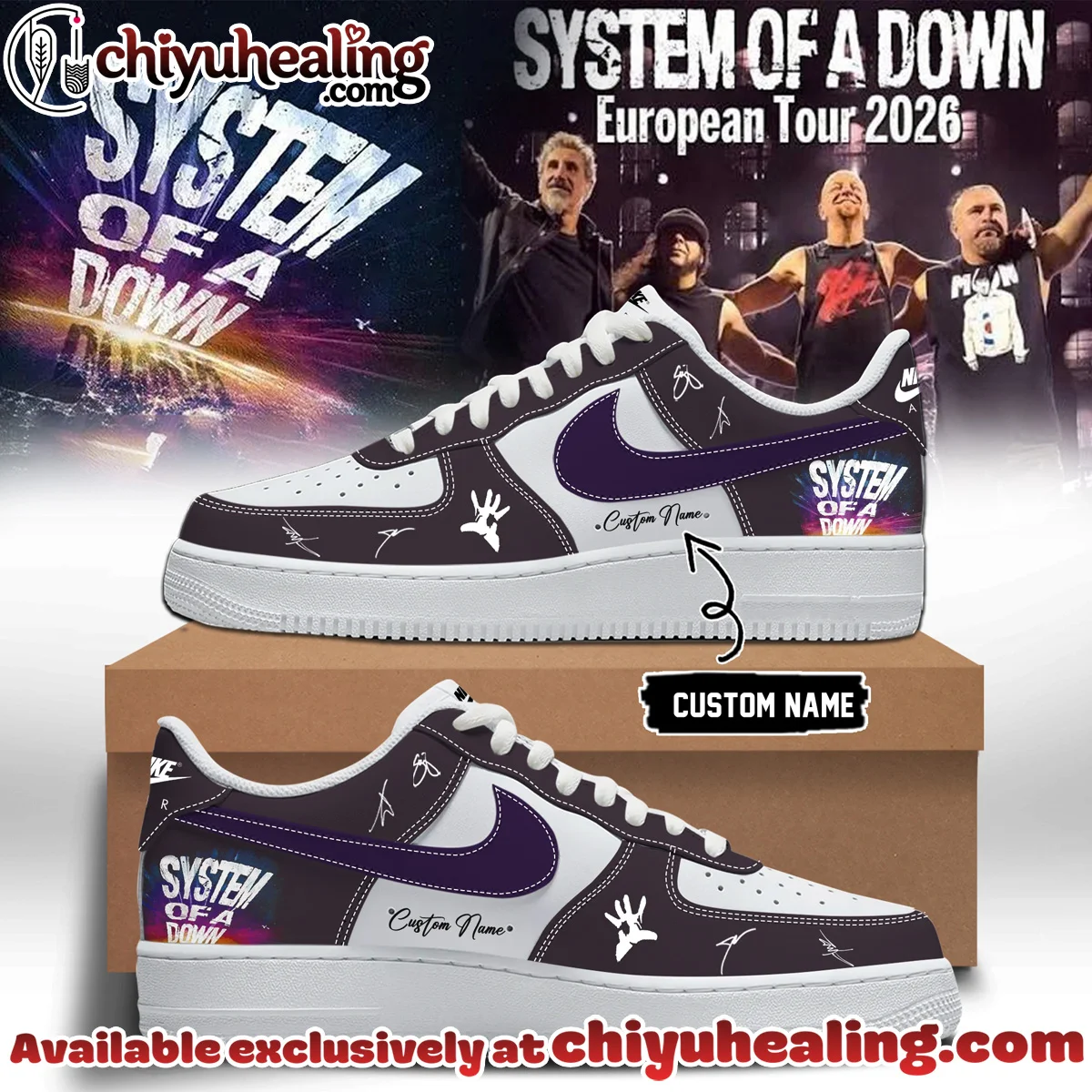 System of a Down Europe UK Stadium Tour Signature Custom Air Force 1 & Jordan 1 Shoes [Drop 11]