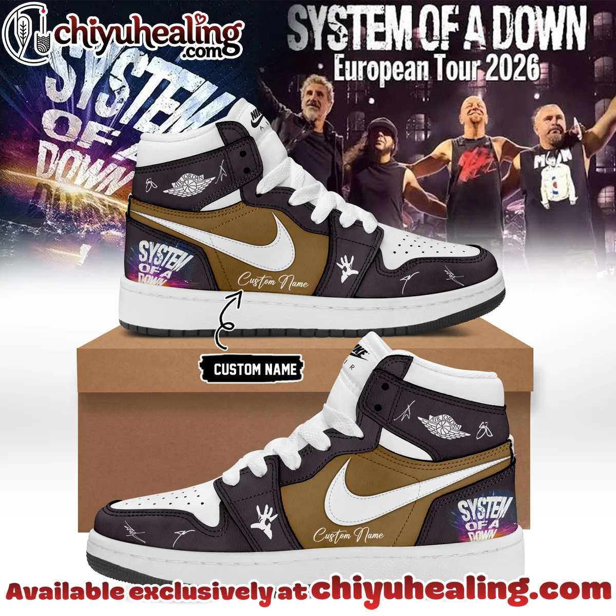 System of a Down Europe UK Stadium Tour Signature Custom Air Force 1 & Jordan 1 Shoes [Drop 14]