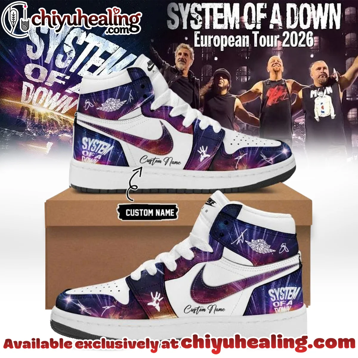 System of a Down Europe UK Stadium Tour Signature Custom Air Force 1 & Jordan 1 Shoes [Drop 35]