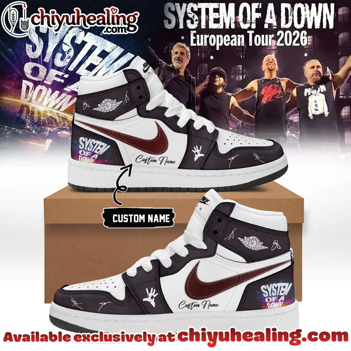 System of a Down Europe UK Stadium Tour Signature Custom Air Force 1 & Jordan 1 Shoes [Drop 48]