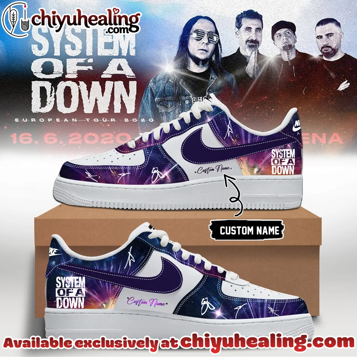 System of a Down Europe UK Stadium Tour Signature Custom Air Force 1 & Jordan 1 Shoes - Part 39