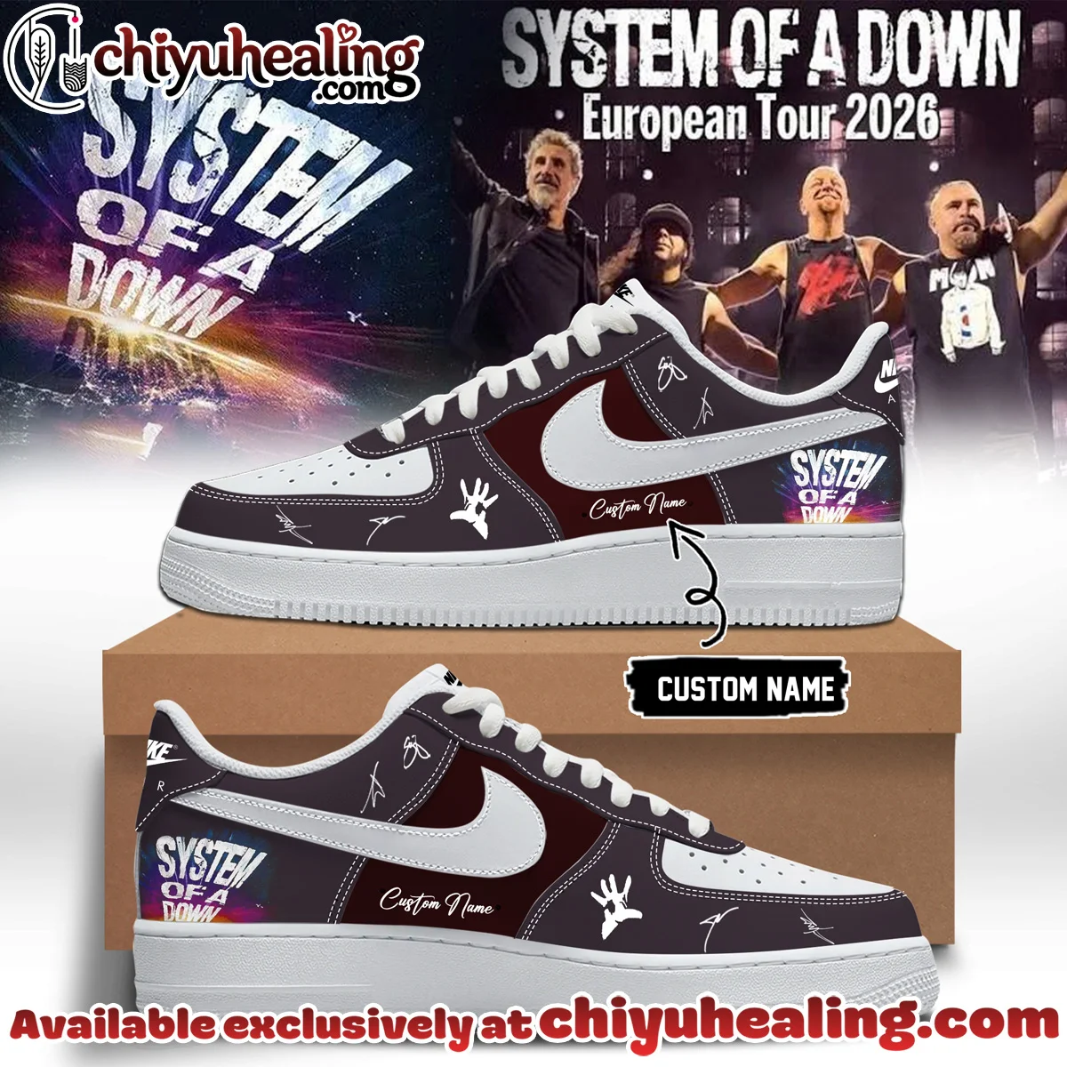 System of a Down Europe UK Stadium Tour Signature Custom Air Force 1 & Jordan 1 Shoes (Release 27)