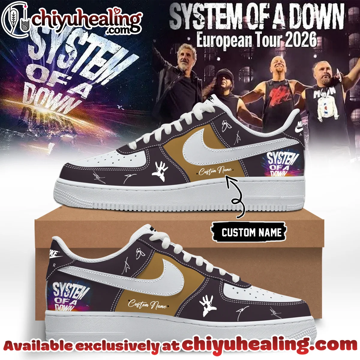 System of a Down Europe UK Stadium Tour Signature Custom Air Force 1 & Jordan 1 Shoes (Release 45)