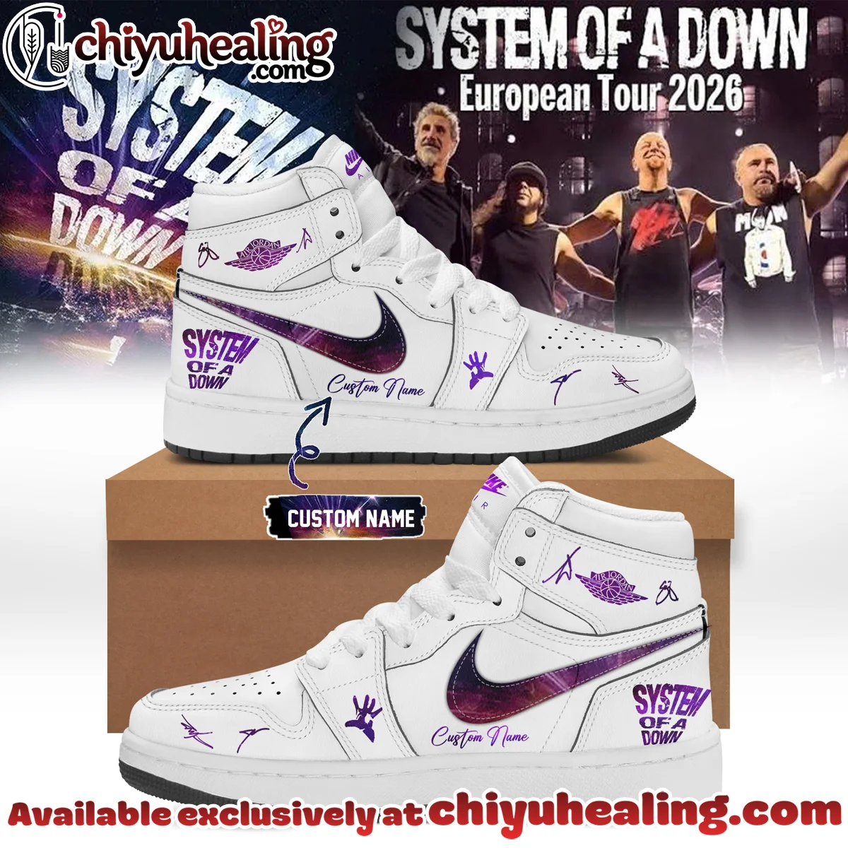 System of a Down Europe UK Stadium Tour Signature Custom Air Force 1 & Jordan 1 Shoes (Release 5)
