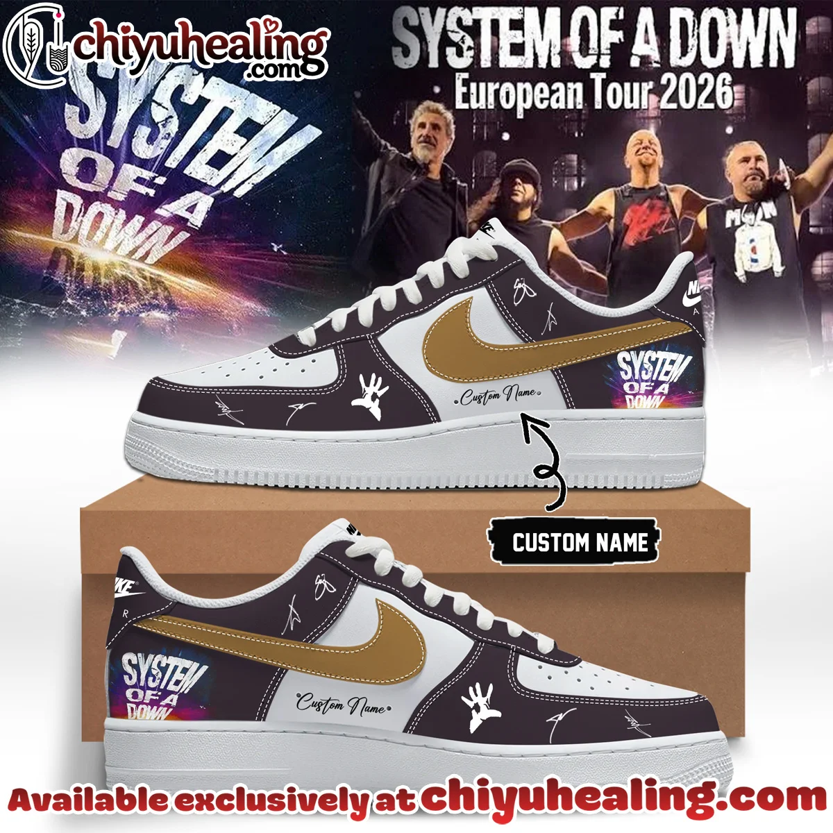 System of a Down Europe UK Stadium Tour Signature Custom Air Force 1 & Jordan 1 Shoes (Release 52)