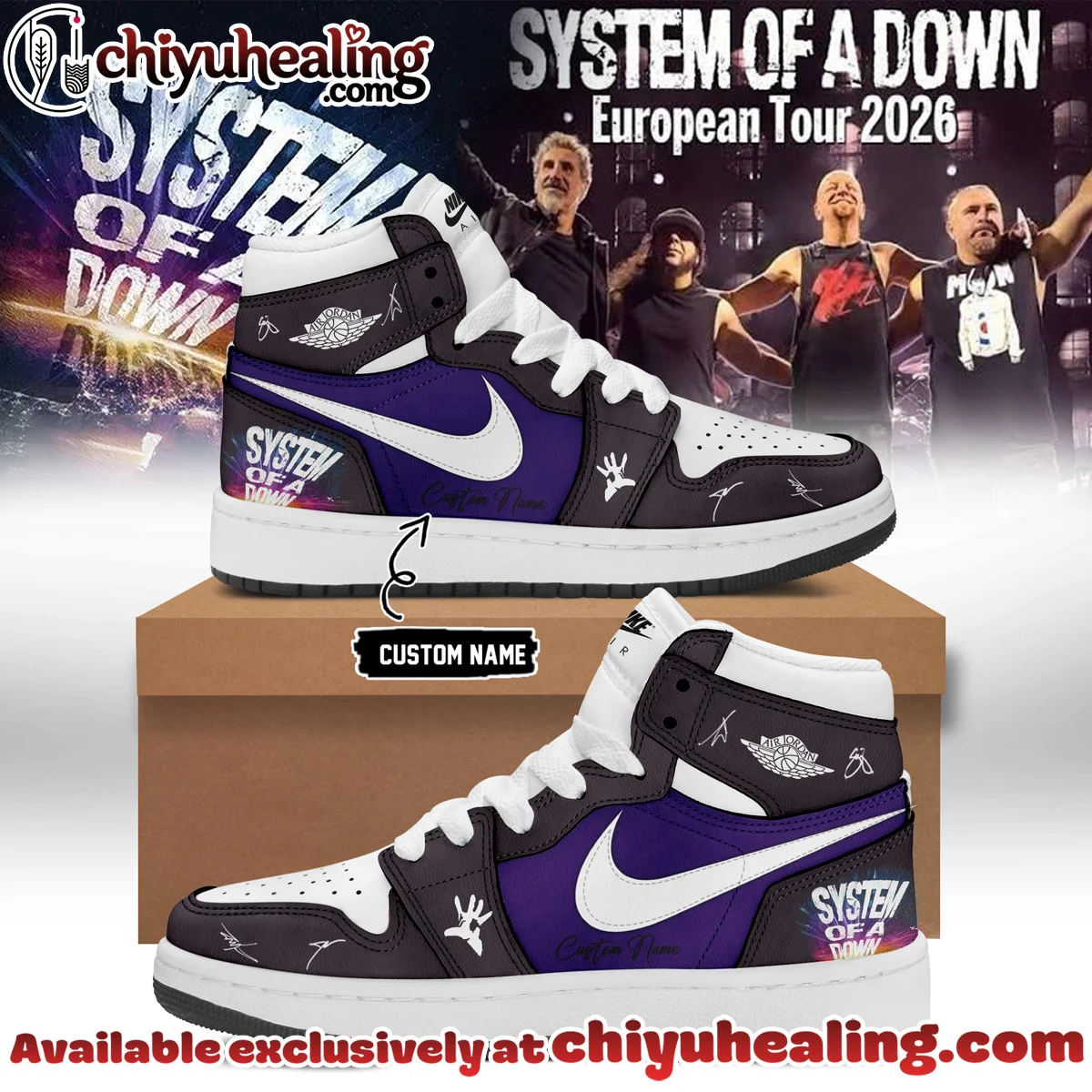 System of a Down Europe UK Stadium Tour Signature Custom Air Force 1 & Jordan 1 Shoes - Series 19