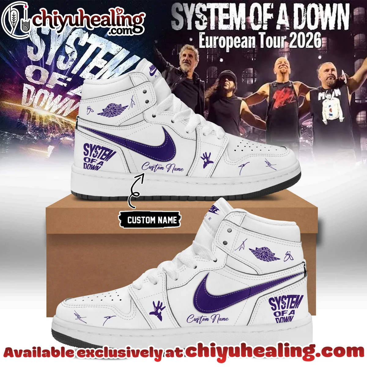 System of a Down Europe UK Stadium Tour Signature Custom Air Force 1 & Jordan 1 Shoes - Series 24