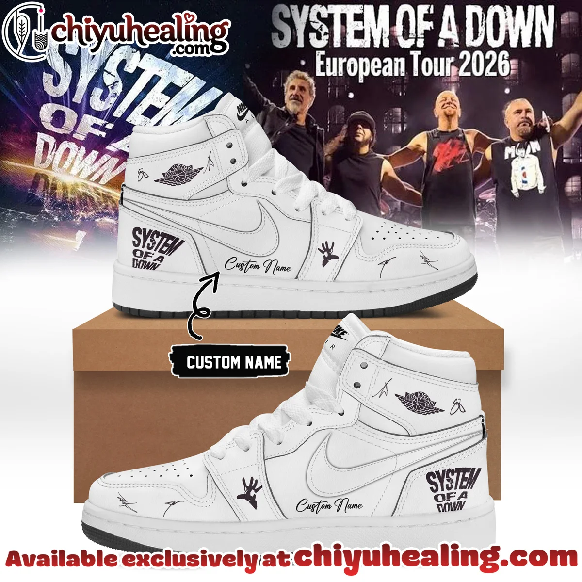 System of a Down Europe UK Stadium Tour Signature Custom Air Force 1 & Jordan 1 Shoes - Series 29