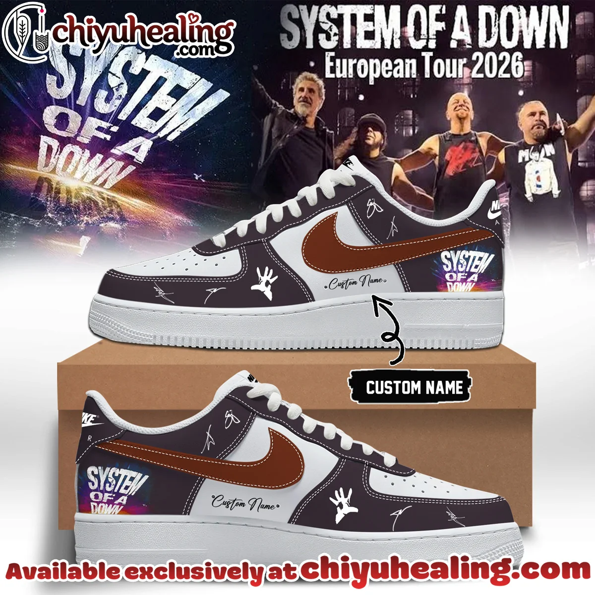 System of a Down Europe UK Stadium Tour Signature Custom Air Force 1 & Jordan 1 Shoes - Series 3
