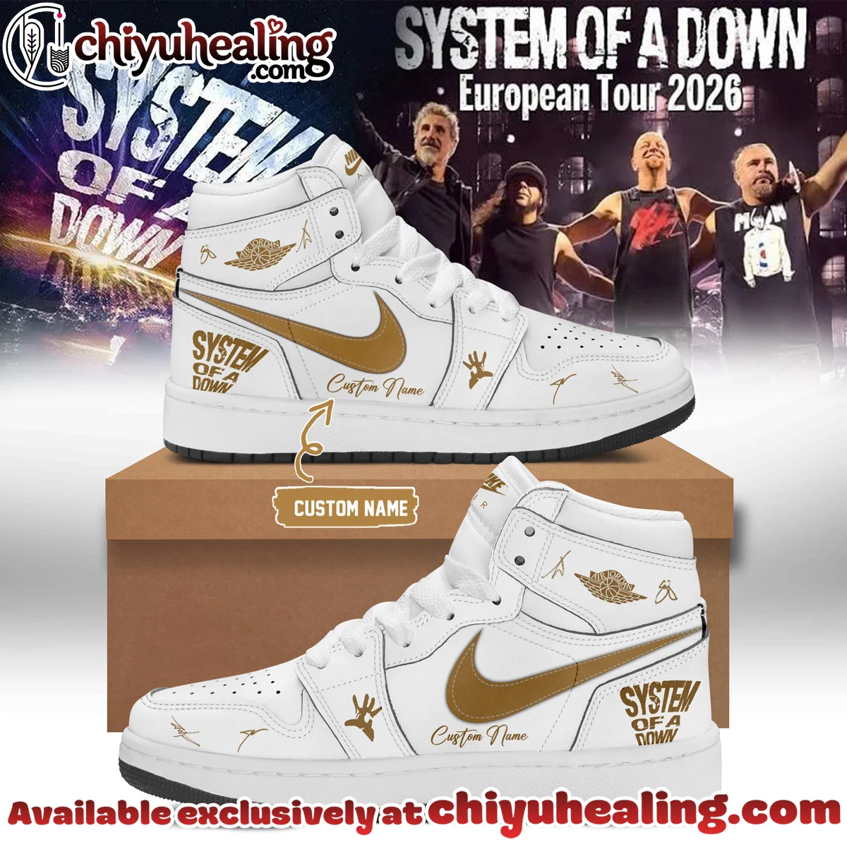 System of a Down Europe UK Stadium Tour Signature Custom Air Force 1 & Jordan 1 Shoes - Series 38