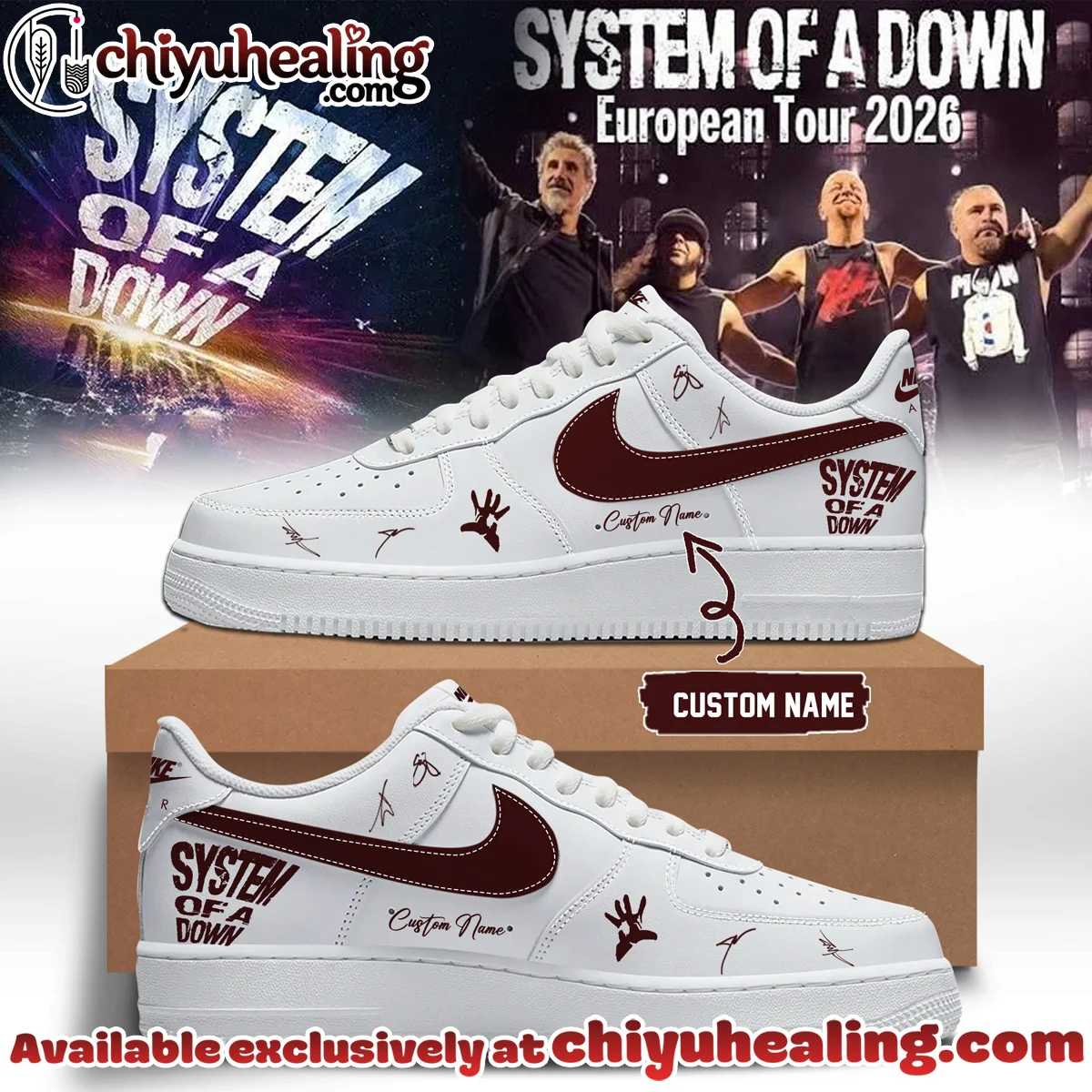 System of a Down Europe UK Stadium Tour Signature Custom Air Force 1 & Jordan 1 Shoes - Series 41