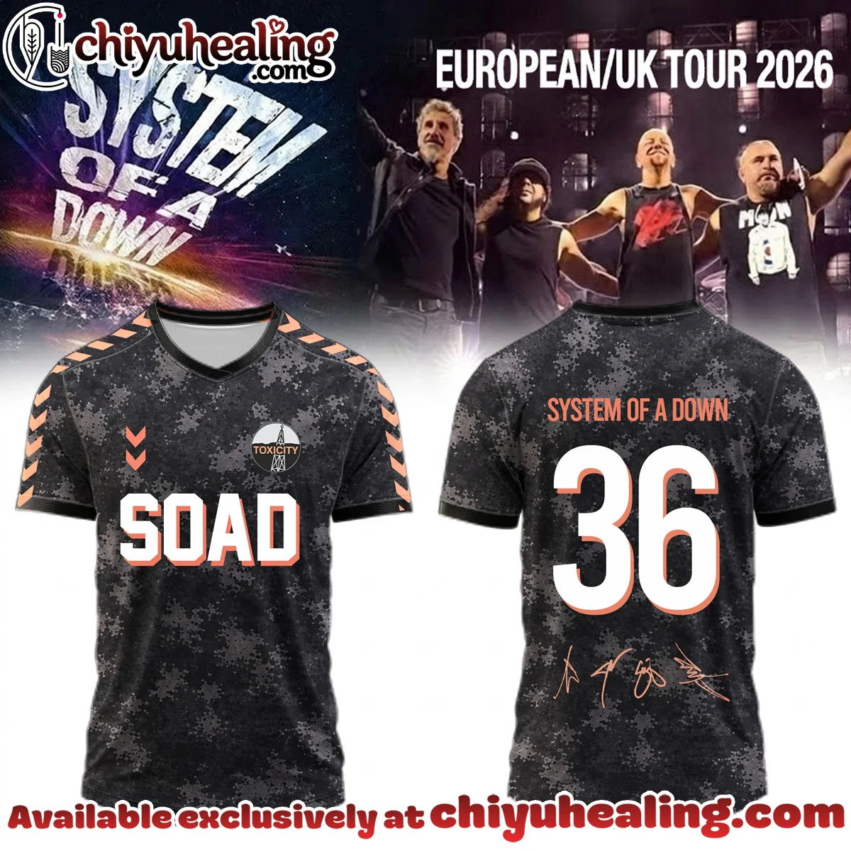 System of a Down Europe UK Stadium Tour Signature Football Jersey (Design 22)