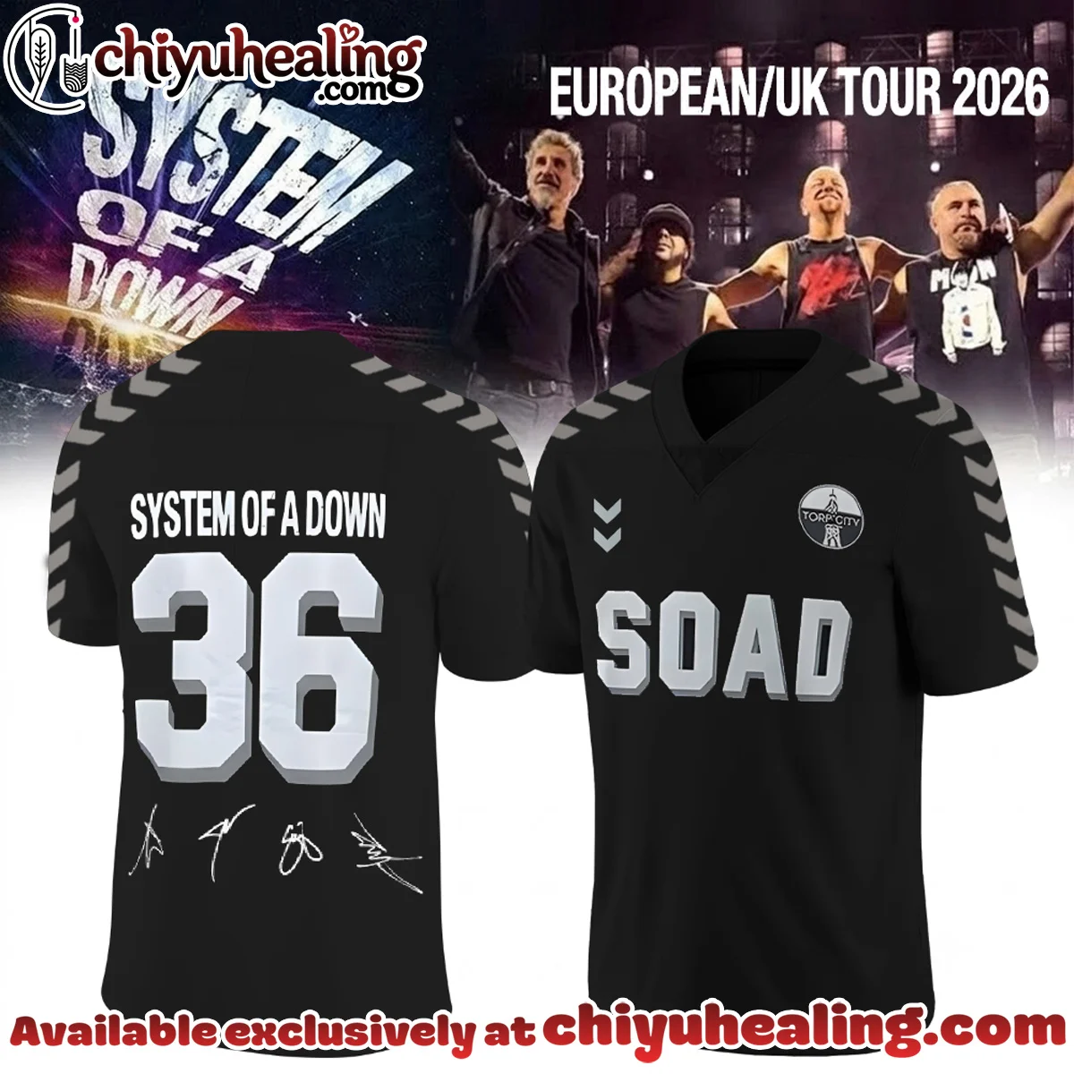 System of a Down Europe UK Stadium Tour Signature Football Jersey - Series 2