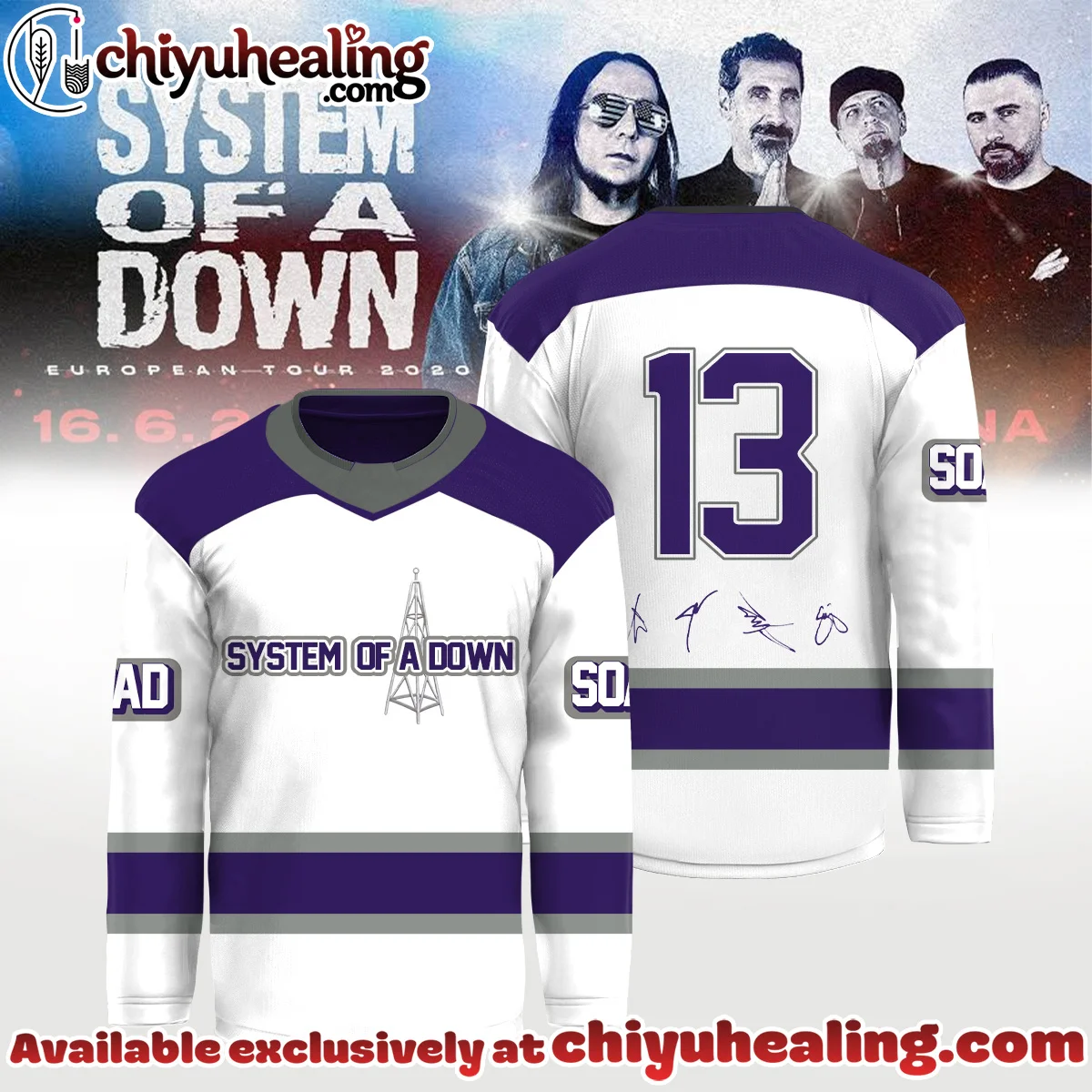 System of a Down Europe UK Stadium Tour Signature Hockey Jersey (Release 12)