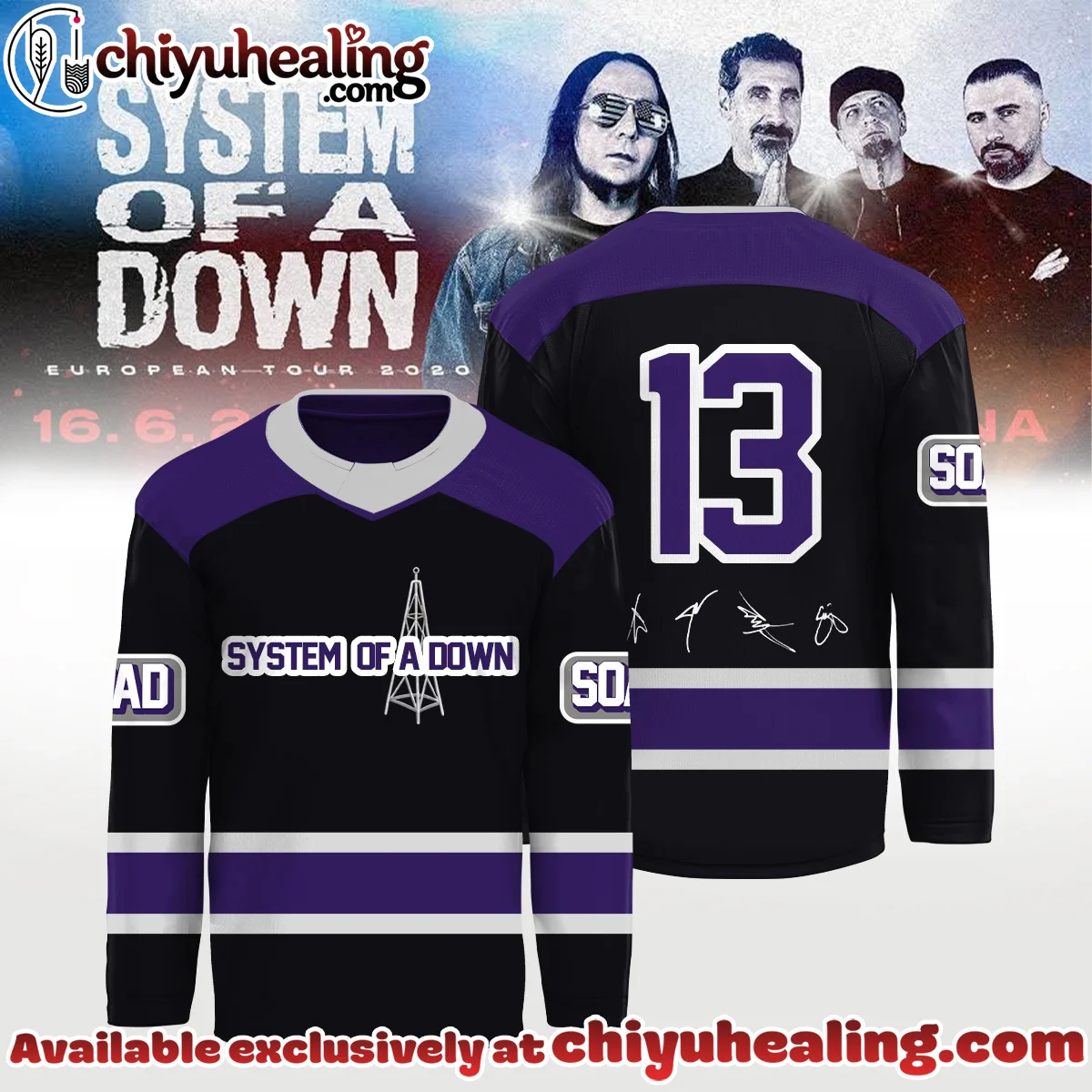 System of a Down Europe UK Stadium Tour Signature Hockey Jersey (Release 33)