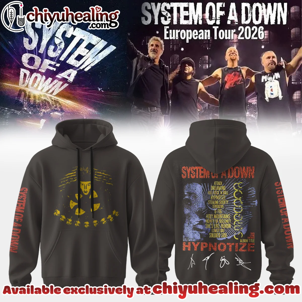 System of a Down Europe UK Stadium Tour Signature Shirt & Hoodie [Drop 8]