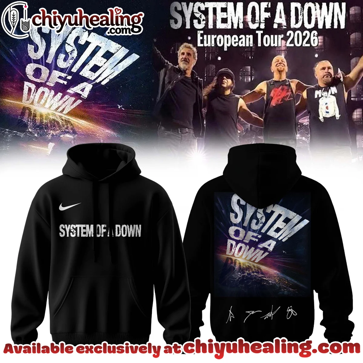 System of a Down Europe UK Stadium Tour Signature Shirt & Hoodie (Style 43)