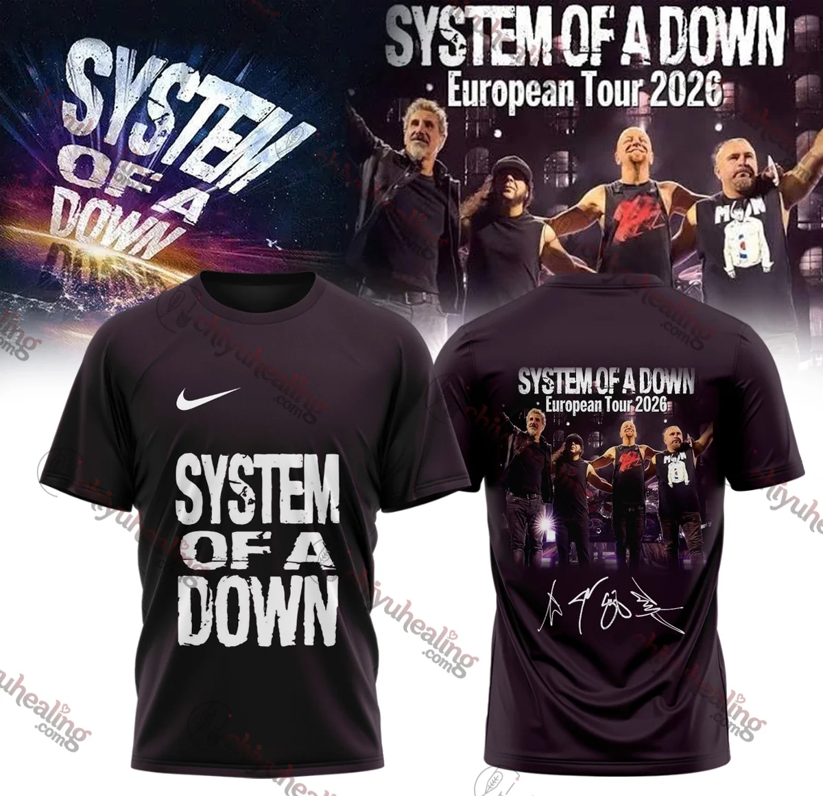 System of a Down Europe UK Stadium Tour Signature Shirt & Hoodie (Style 46)