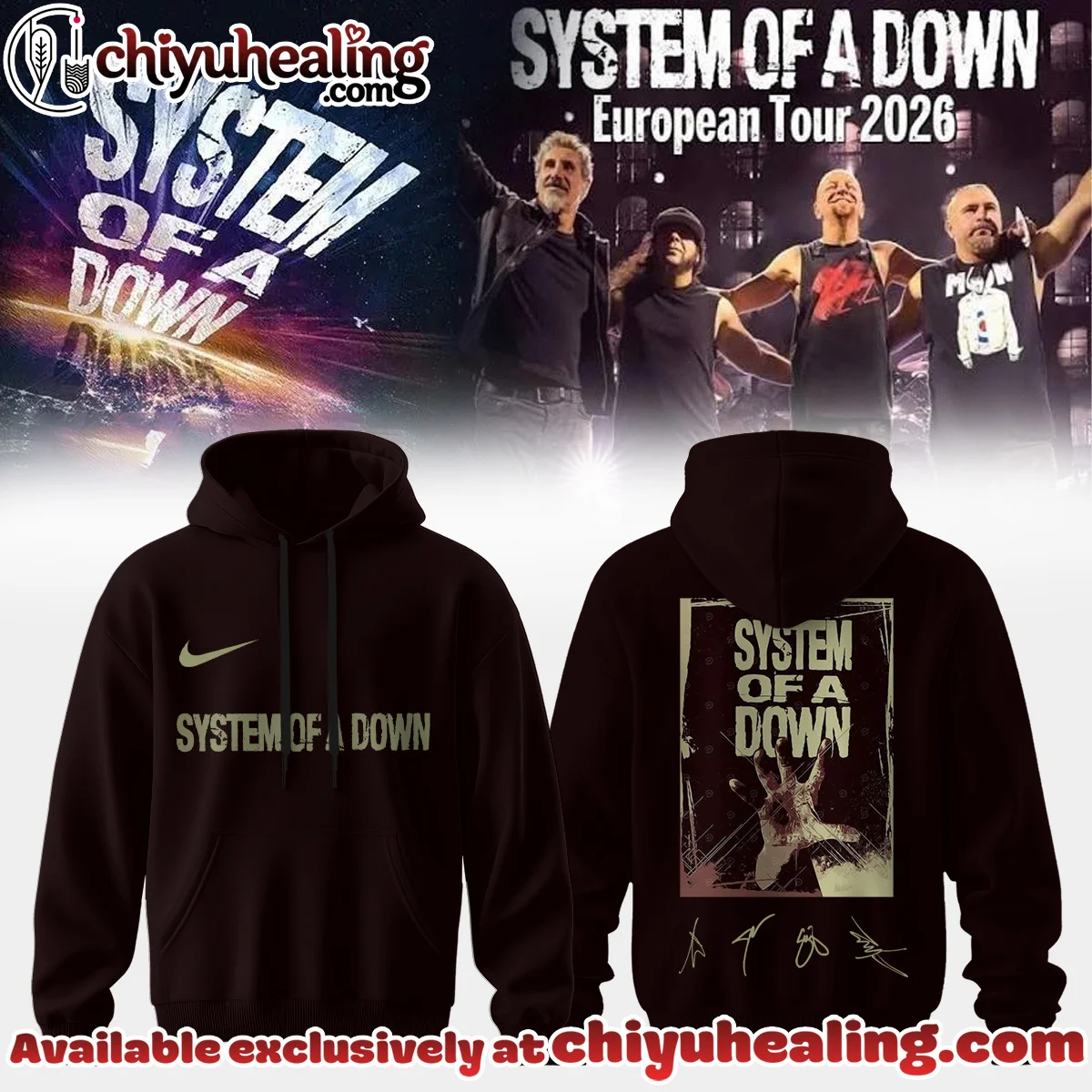 System of a Down Europe UK Stadium Tour Signature T-Shirt & Hoodie (Design 1)