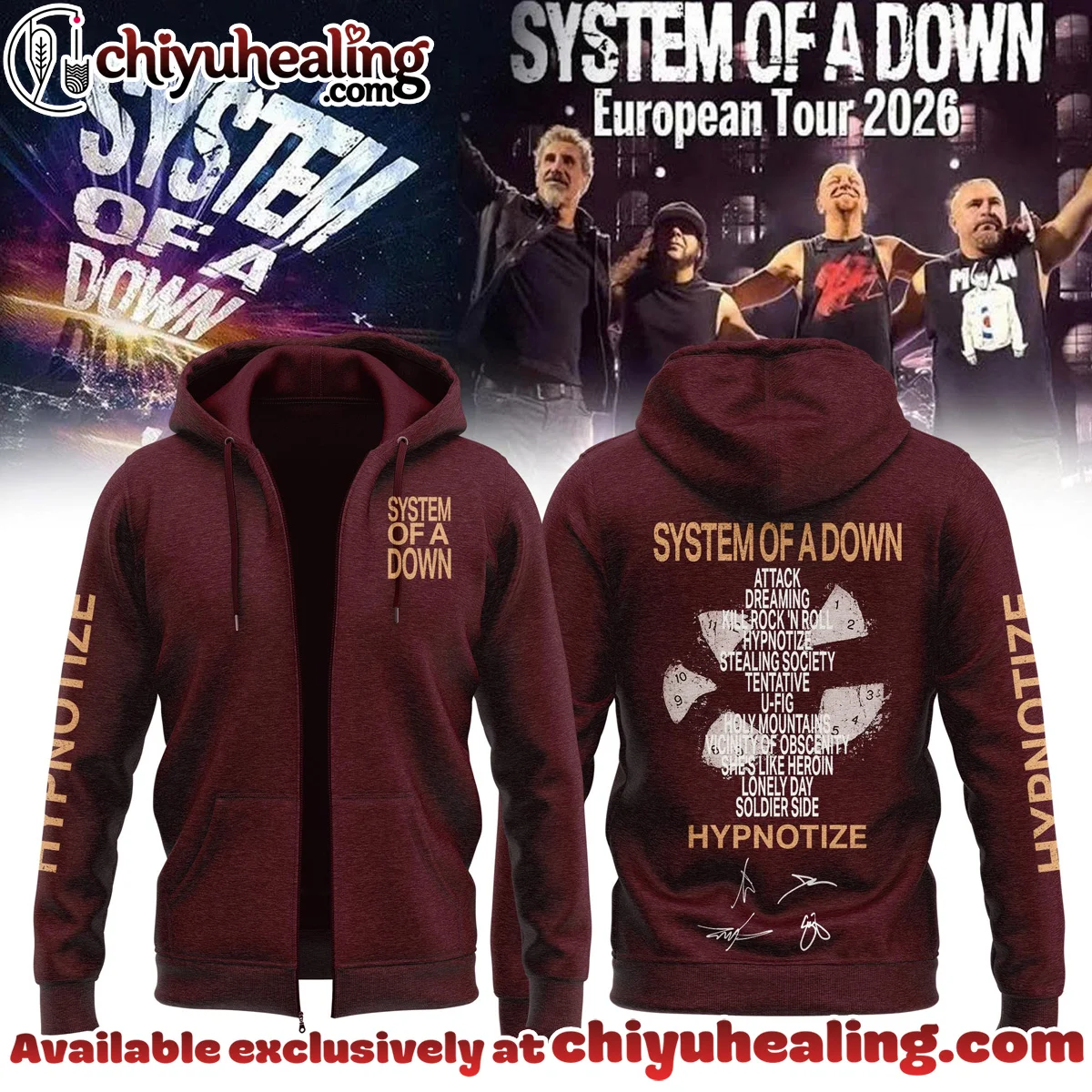 System of a Down Europe UK Stadium Tour Signature T-Shirt & Hoodie (Design 21)