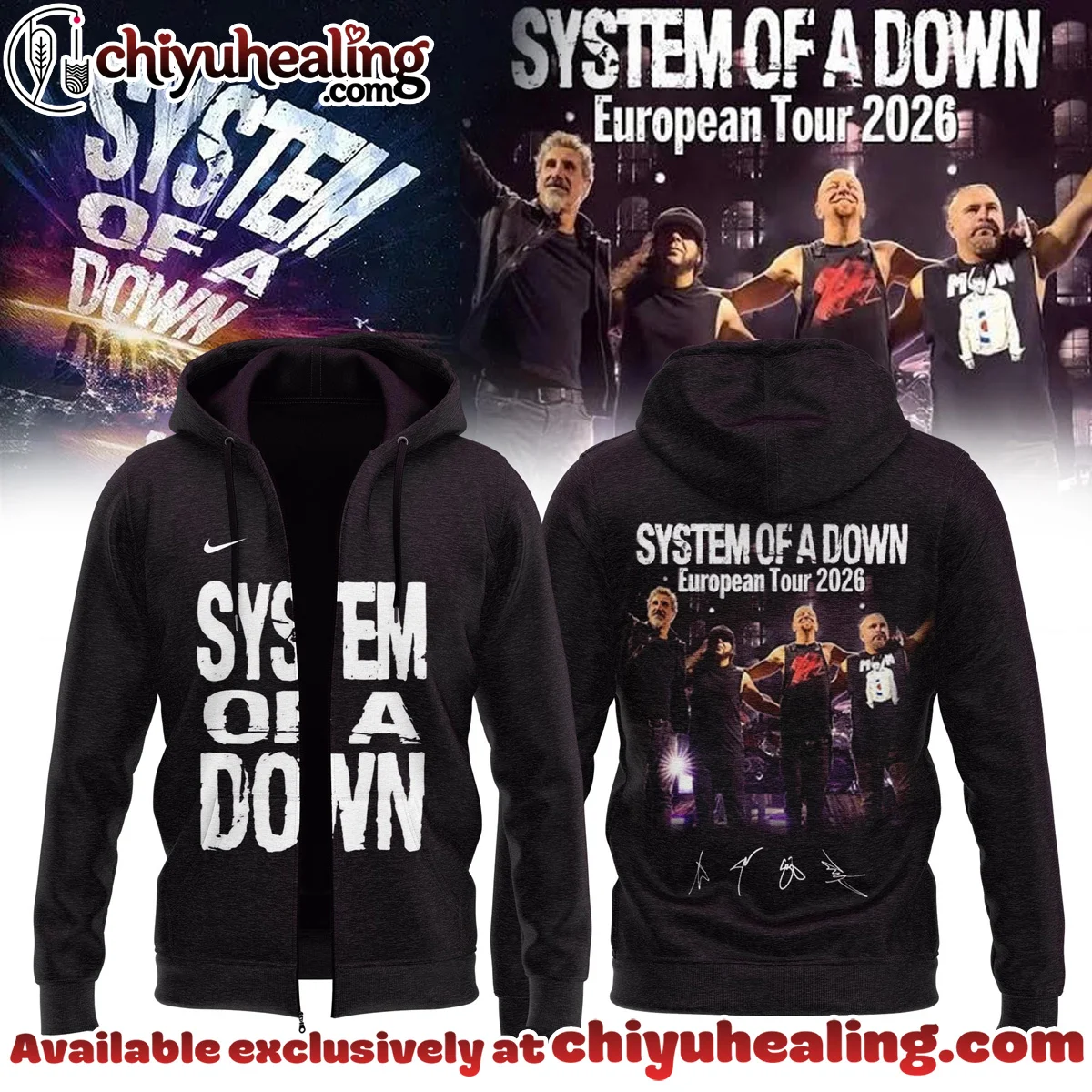 System of a Down Europe UK Stadium Tour Signature T-Shirt & Hoodie (Style 4)