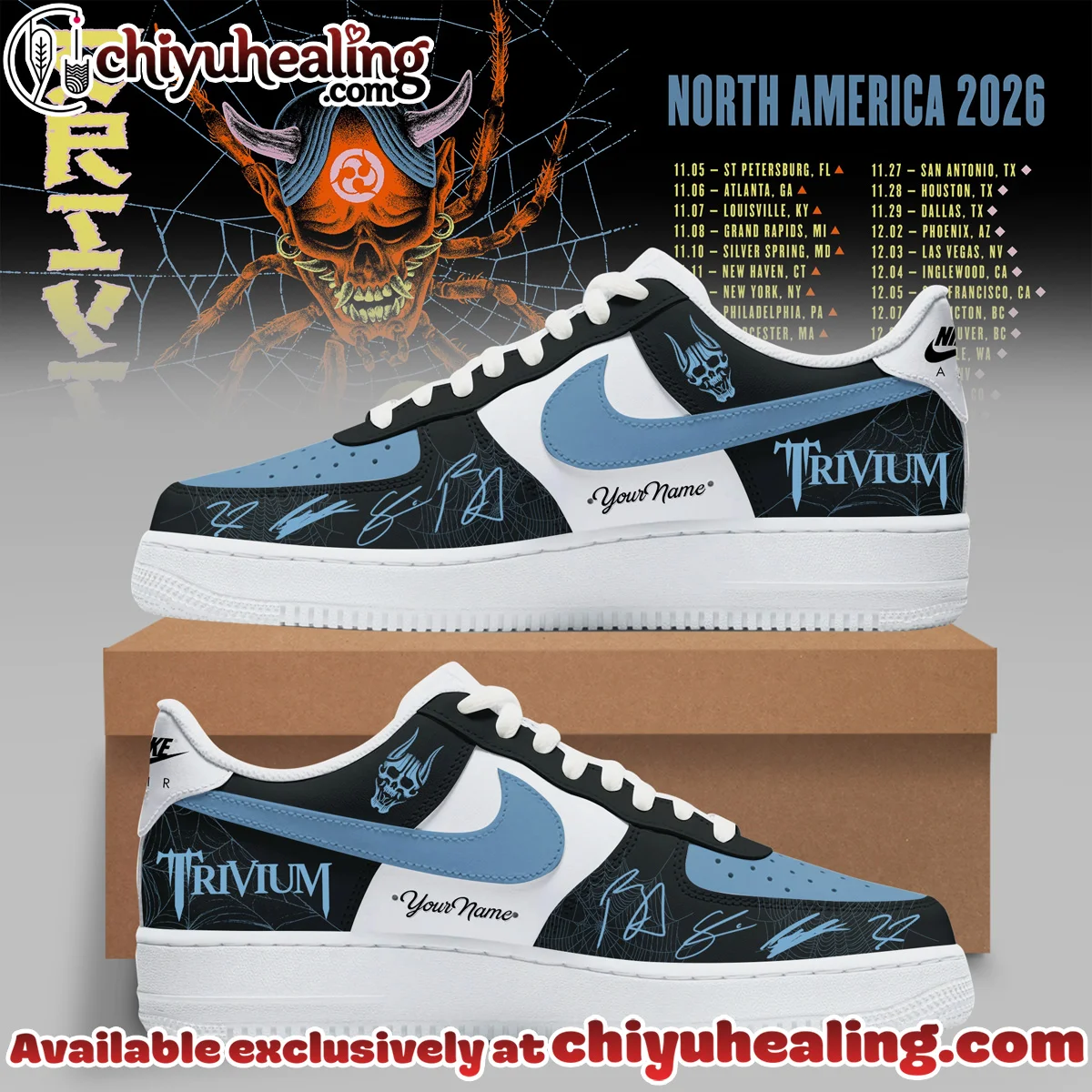 Trivium North America Tour Custom Air Force 1 & Jordan 1 Shoes (Design 4)