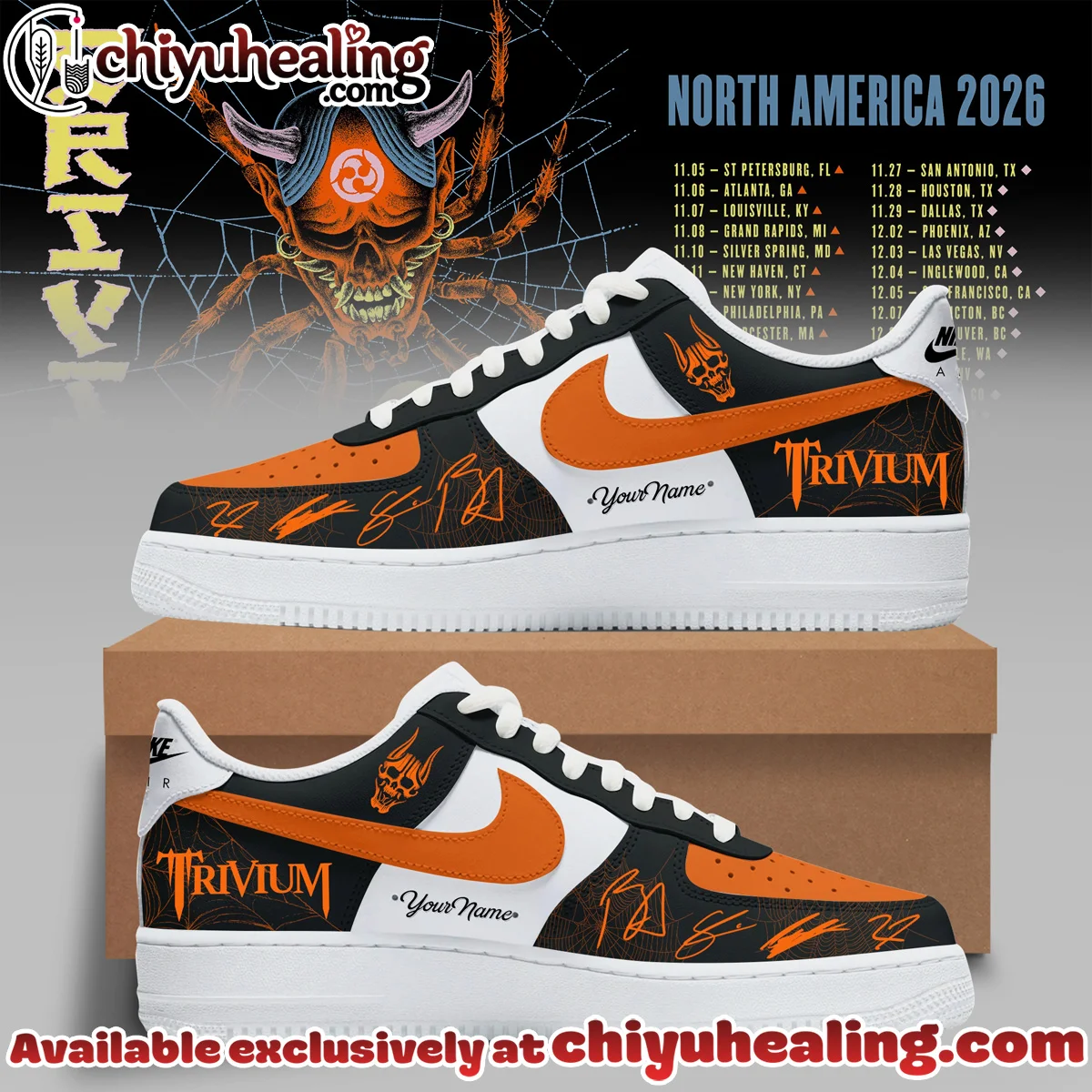 Trivium North America Tour Custom Air Force 1 & Jordan 1 Shoes - Variant 17